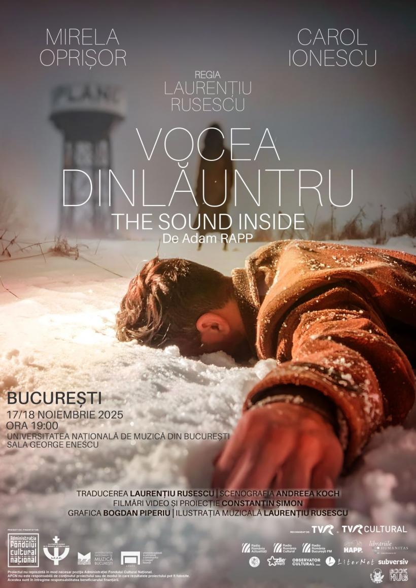 Premiera „Vocea dinlăuntru” la București. Sănătatea mintală în mediul artistic – tema spectacolului regizat de Laurențiu Rusescu, cu Mirela Oprișor și Carol Ionescu 18981418