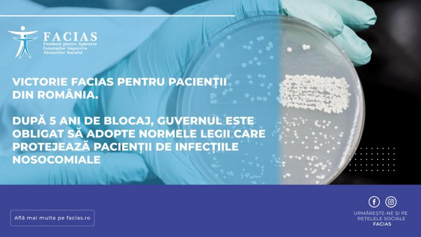 Victorie FACIAS pentru pacienții din România. După 5 ani de blocaj, Guvernul este obligat să adopte normele legii care protejează pacienții de infecțiile nosocomiale
