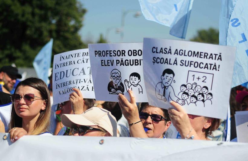 Sindicaliștii din învățământ protestează, din nou, în fața Ministerului Educației