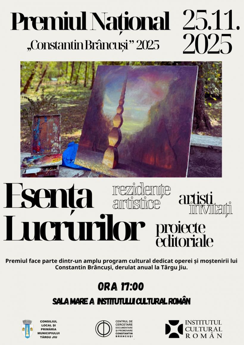Institutul Cultural Român anunță acordarea Premiului Național „Constantin Brâncuși“ 2025