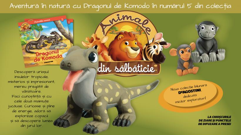 Descoperă Dragonul de Komodo din colecția Animale din sălbăticie!
