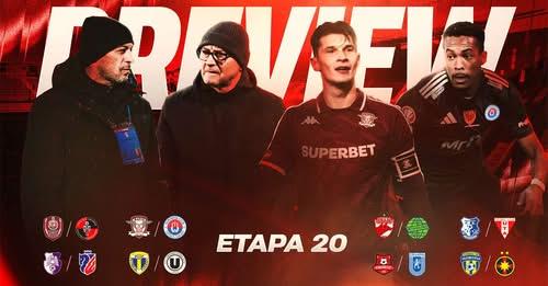 Superliga - etapa a 20-a: Program, rezultate şi clasament
