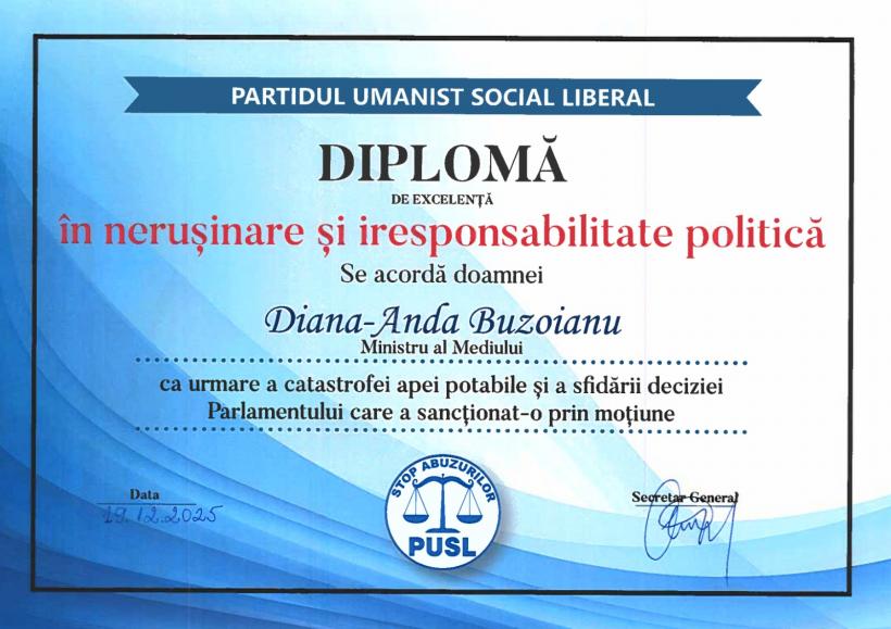 PUSL: Sfidare fără precedent la Ministerul Mediului. Diana Buzoianu, acuzată de iresponsabilitate politică după criza apei din Prahova