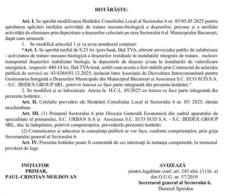 Vin scumpirile și în Sectorul 6. Tariful pentru tratarea deșeurilor ar putea fi modificat
