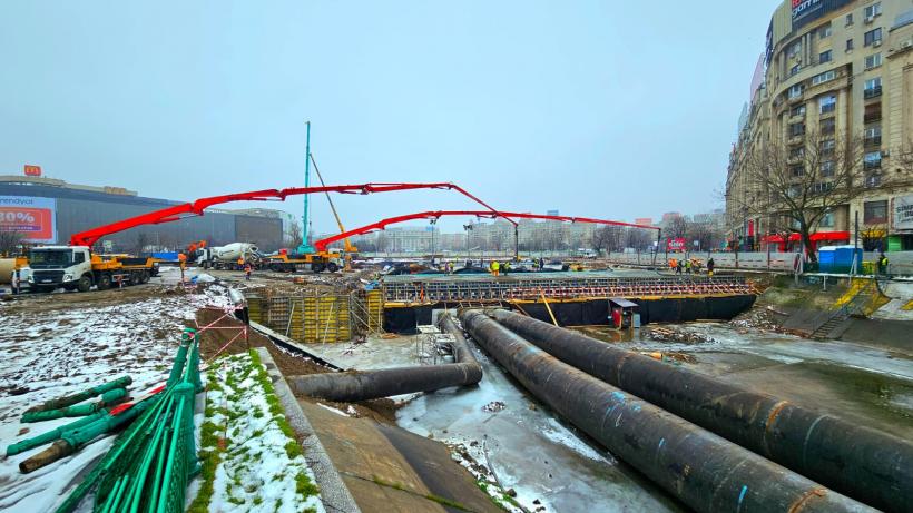 Stadiul lucrărilor la Planșeul Unirii: A patra secțiune a noii plăci de beton a fost turnată 18991357