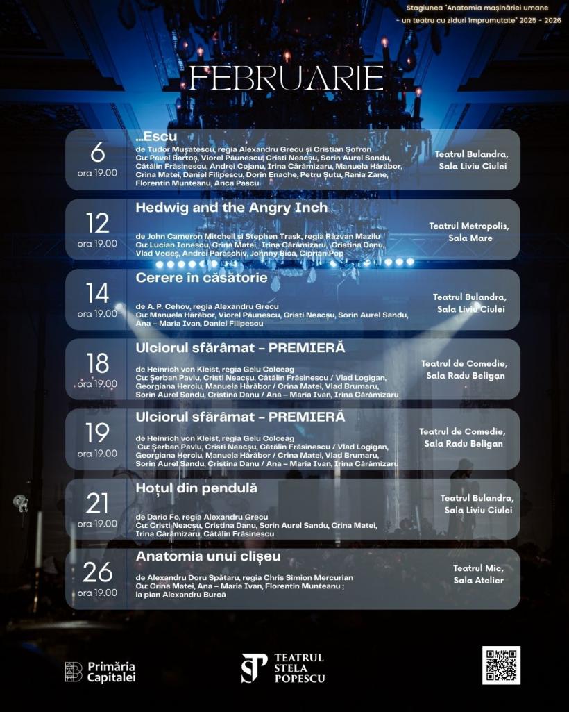 Teatrul Stela Popescu anunţă noi reprezentaţii în februarie – în patru teatre bucureştene