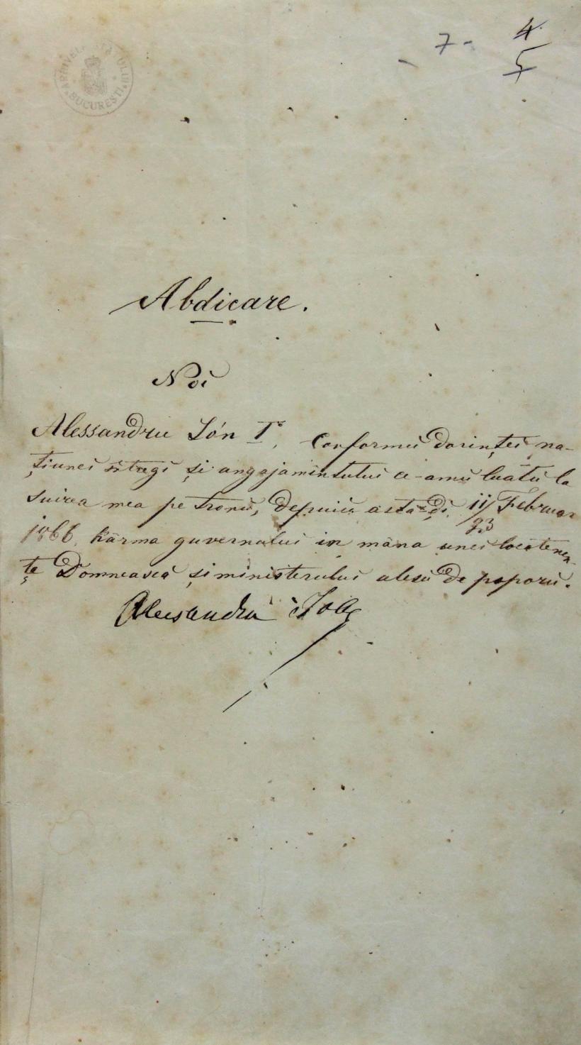 Culisele abdicării lui Alexandru Ioan Cuza, primul domn al României 18994394