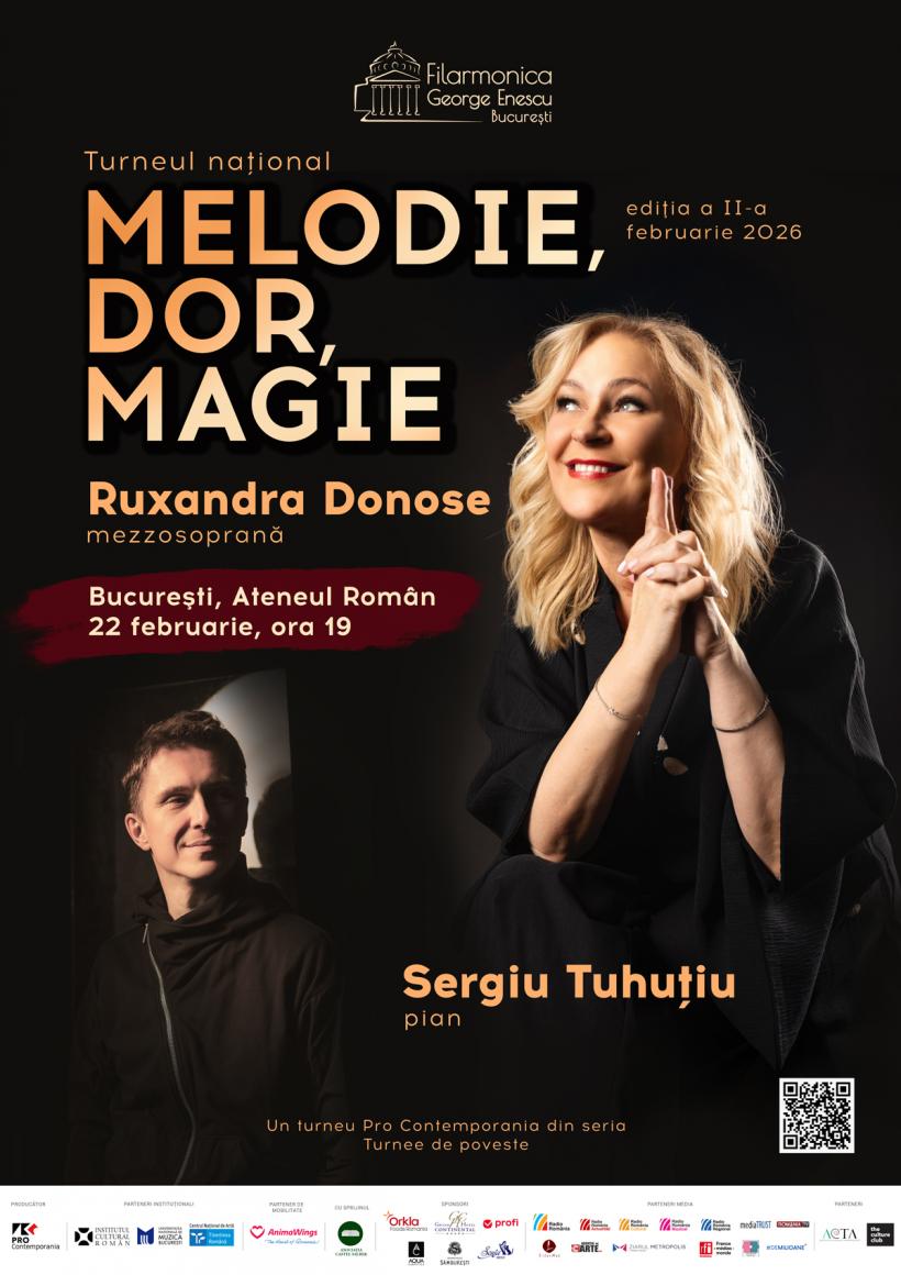 Ruxandra Donose și Sergiu Tuhuțiu la Ateneul Român, pe 22 februarie. „Melodie, Dor, Magie”, un recital care pune laolaltă lied, operă și musical, într-o seară gândită ca o călătorie pe urmele melodiei 18995891