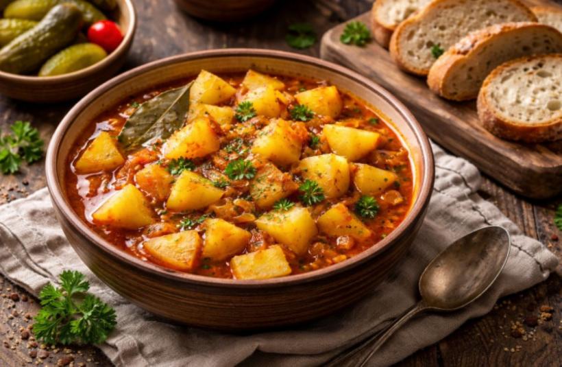 O rețetă modestă, dar plină de gust: tocană de cartofi cu foi de dafin