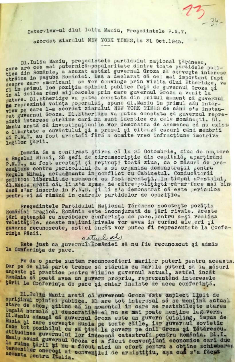 Memoriul tulburător adresat în 1946 de Iuliu Maniu lui Stalin 18996171