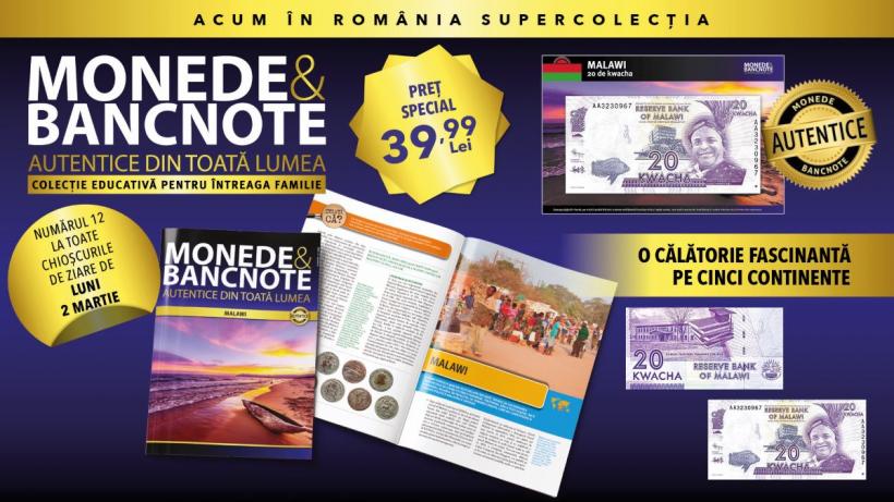 Descoperă Malawi în numărul 12 al colecției „Monede și bancnote autentice din toată lumea”. Revistă, bancnotă autentică și fișă numismatică. De luni la chioșcuri!