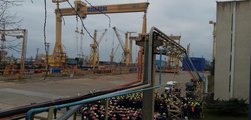 Protest la Șantierul Naval Mangalia. Angajații nu și-au mai luat banii de peste două luni 18996687