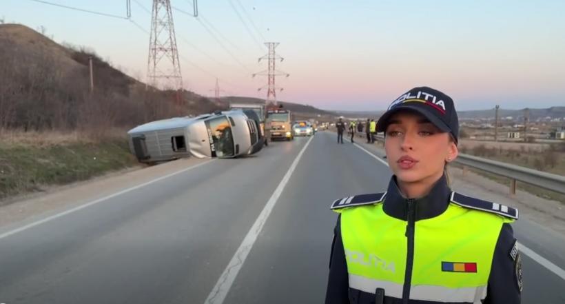 Accident pe Centura Clujului: microbuz cu 10 persoane răsturnat după impactul cu o autoutilitară. Patru răniți au ajuns la spital