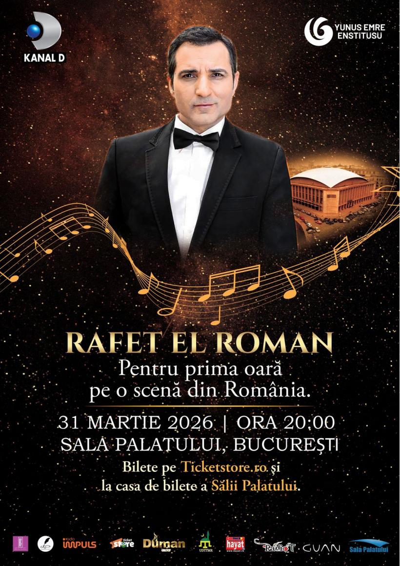 Rafet El Roman vine în premieră la București – superstarul muzicii pop turcești concertează pe 31 martie la Sala Palatului