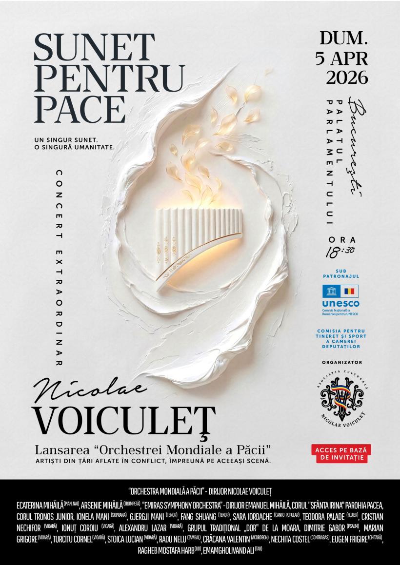 „Sunet pentru Pace” – un eveniment umanitar unic, sub patronaj UNESCO, la Palatul Parlamentului 19002080