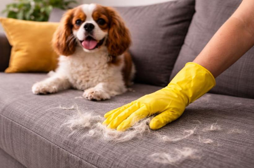 Cum scapi de părul de animale de pe canapea: Trucul cu mănușa de cauciuc