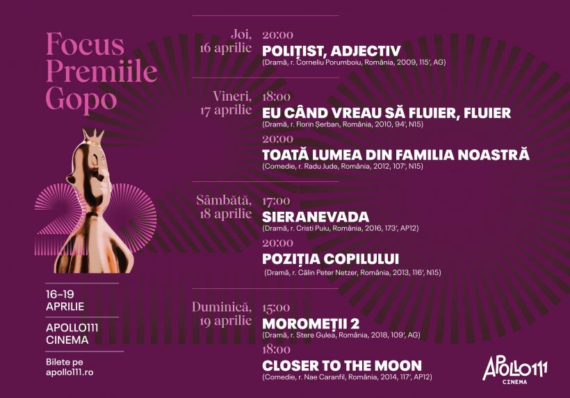 Filmele câștigătoare la Premiile Gopo revin pe marele ecran într-un maraton aniversar