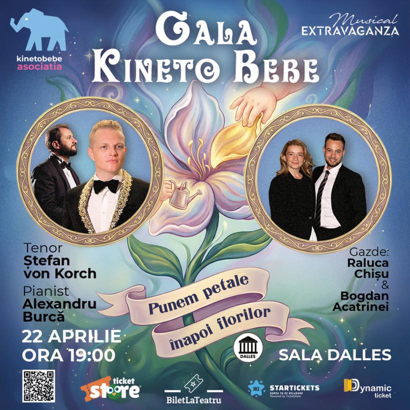Gala Kinetobebe „PUNEM PETALE ÎNAPOI FLORILOR” va avea loc pe 22 aprilie la Sala Dalles, la iniţiativa fondatoarei asociației Raluca Chişu şi a actorului Bogdan Acatrinei