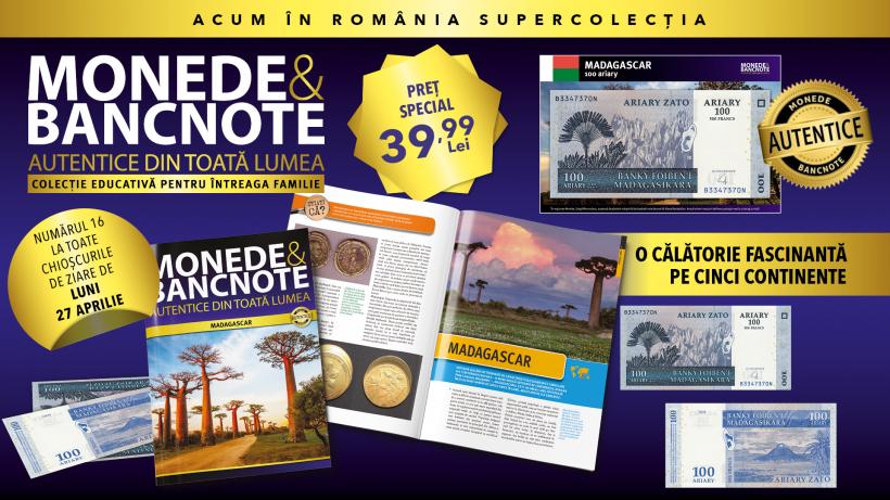 Descoperă Madagascar în colecția „Monede și bancnote autentice din toată lumea”. Revistă, bancnotă, fișă numismatică. Luni la chioșcuri