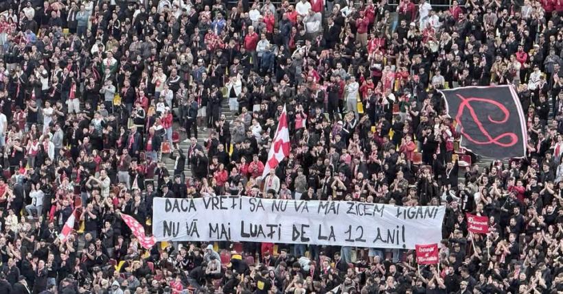 Bannere cu mesaje rasiste la meciul Dinamo-Rapid