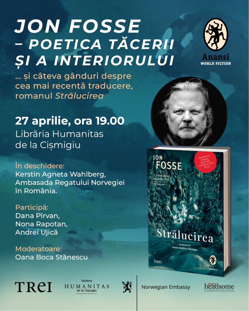 Eveniment la București dedicat literaturii lui Jon Fosse, laureatul Premiului Nobel pentru literatură din 2023