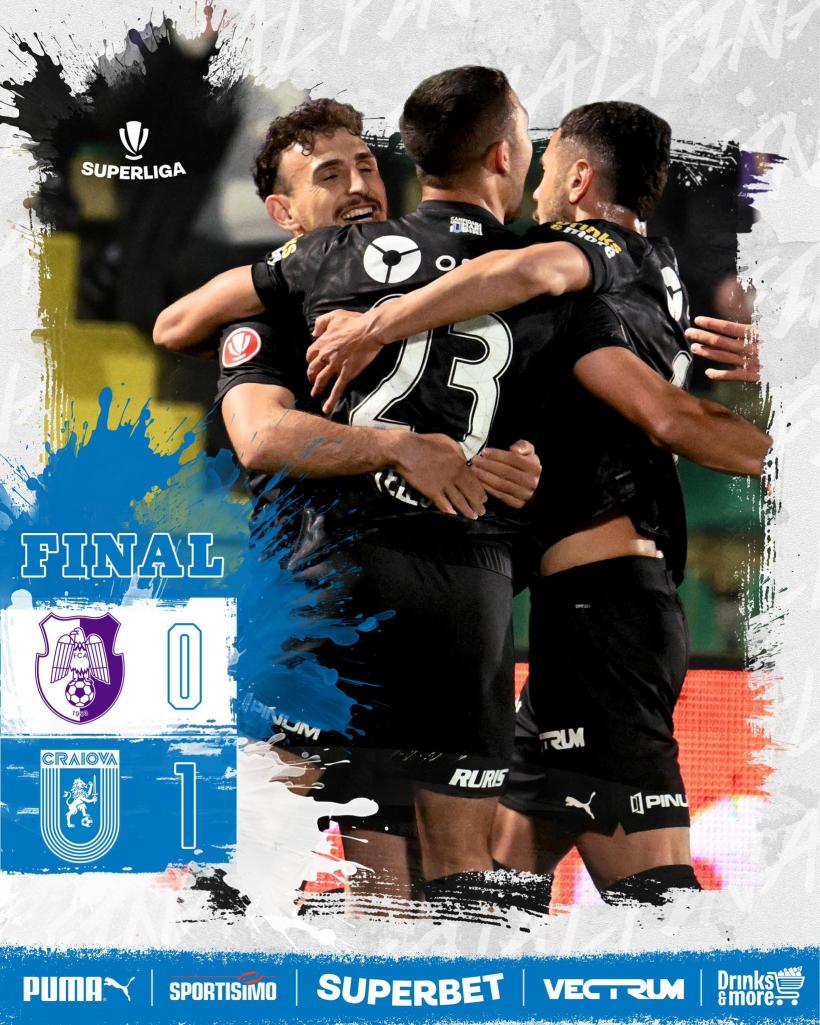 Universitatea Craiova urcă pe primul loc în Superliga de fotbal