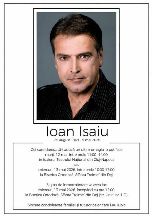 Ioan Isaiu, actorul iubit de o țară întreagă, va fi înmormântat miercuri, în orașul natal, Dej 19007793