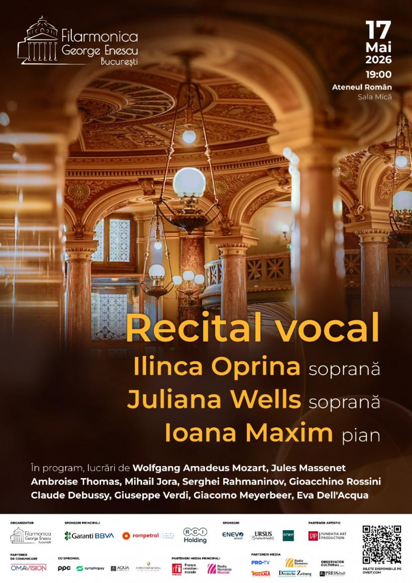 Două tinere soprane, Juliana Wells și Ilinca Oprina – debut la Ateneul Român – sala mică, pe 17 mai 19007967