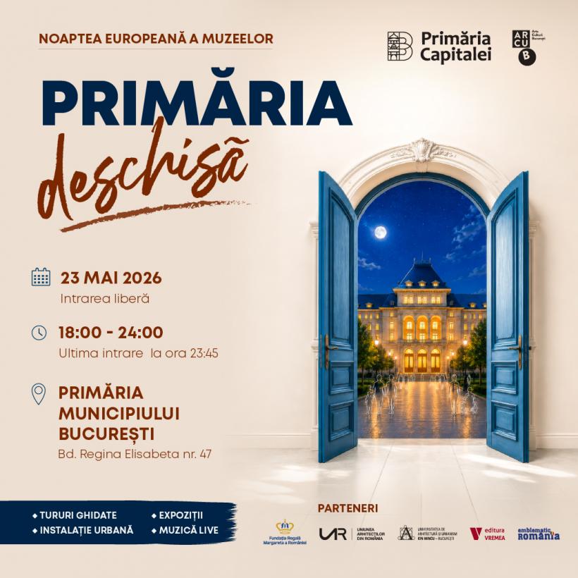 „Primăria Deschisă” #6: Palatul Primăriei Capitalei redeschide porțile publicului pe 23 mai, în cadrul  Nopții Europene a Muzeelor 19009343