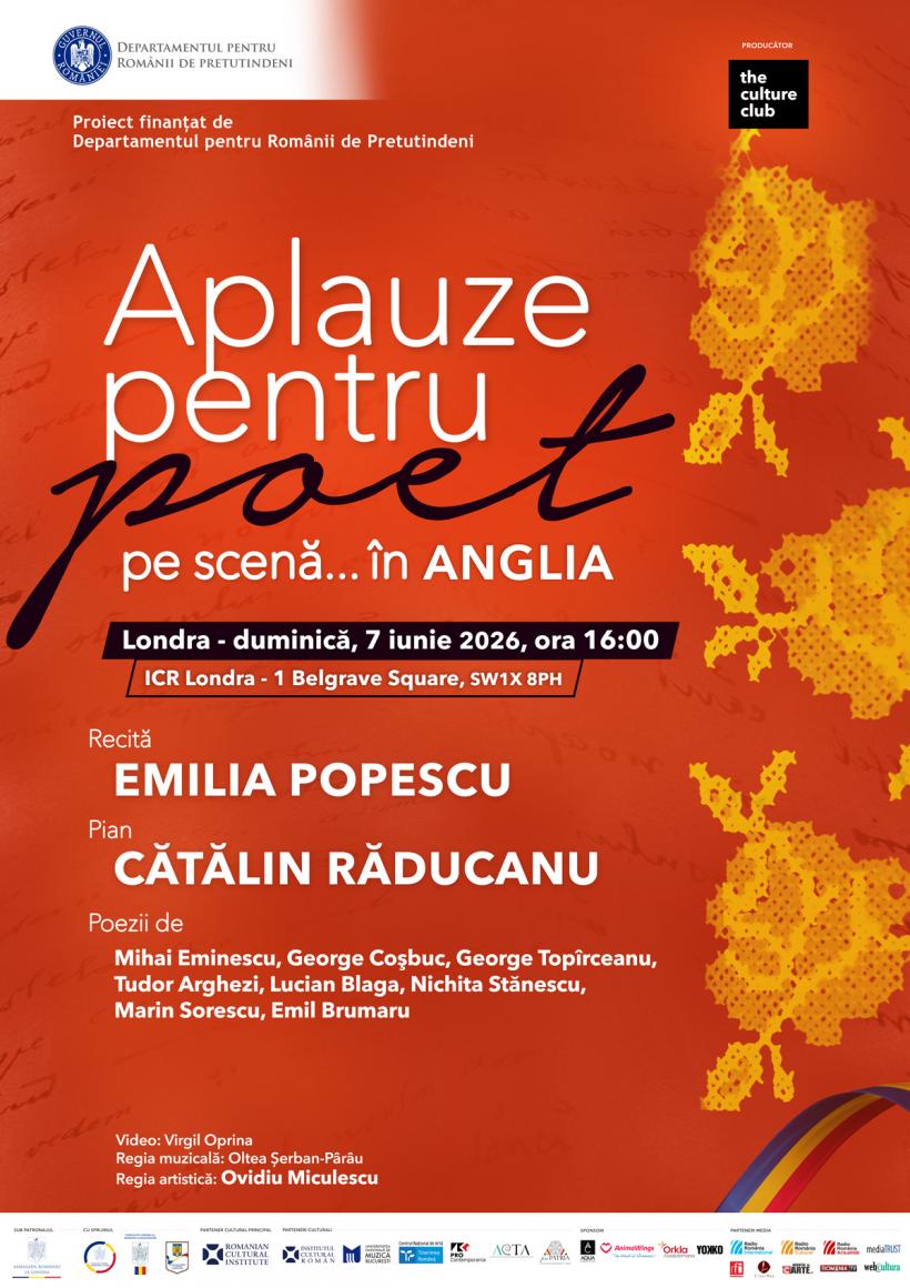 Spectacolul Aplauze pentru poet pe scenă… ajunge în Anglia, în iunie 2026, după succesul din anii trecuți din Italia și Spania.  Londra – Birmingham – Manchester 19009235