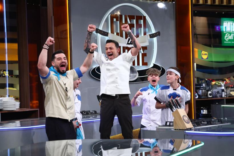 Echipa lui Chef Orlando a câștigat ieri o amuletă, iar tunicile albastre, conduse de Chef Ștefan, au obținut victoria la întrecerea culinară de la Chefi la cuțite – Viitorul are gust 19011833