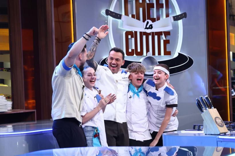 Echipa lui Chef Orlando a câștigat ieri o amuletă, iar tunicile albastre, conduse de Chef Ștefan, au obținut victoria la întrecerea culinară de la Chefi la cuțite – Viitorul are gust 19011837