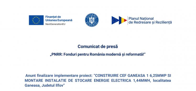 Comunicat de presă „PNRR: Fonduri pentru România modernă și reformată!”