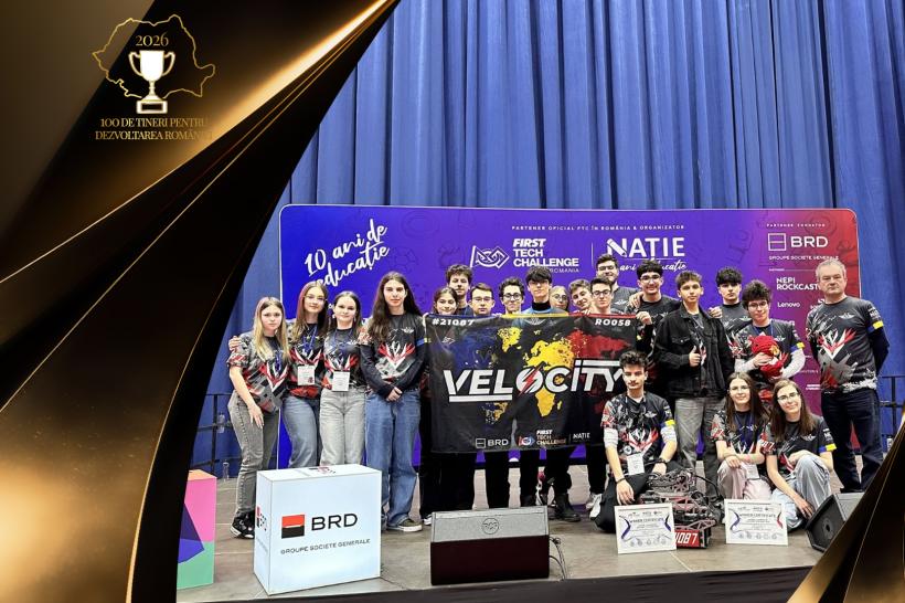 Campioana mondială la robotică în SUA, echipa „Velocity”, continuă cursa spre MTI și se înscrie în „100 de tineri pentru dezvoltarea României”