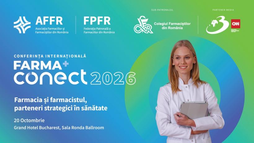 AFFR și FPFR organizează conferința internațională „Farma Conect. Farmacia și farmacistul, parteneri strategici în sănătate”, în 20 octombrie 2026, la București