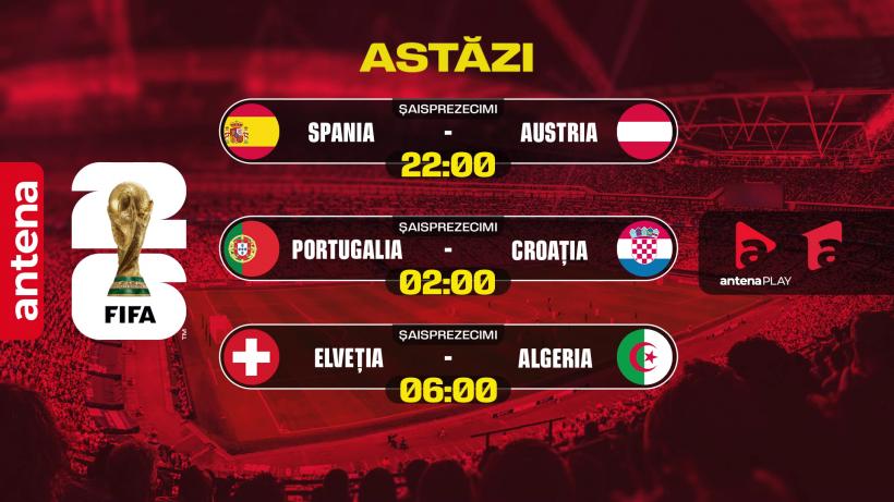 Anglia, Belgia și SUA, ȋn optimile Campionatului Mondial, ȋn cea de-a 21-a zi lider de audienţă la Antena 1 19016346