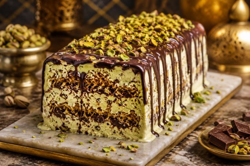 Înghețată de Dubai făcută acasă. Rețeta desertului viral cu ciocolată, fistic și foi crocante