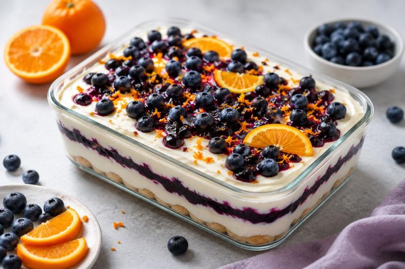 Am descoperit desertul verii! Tiramisu cu afine și portocală, fără ouă și fără coacere