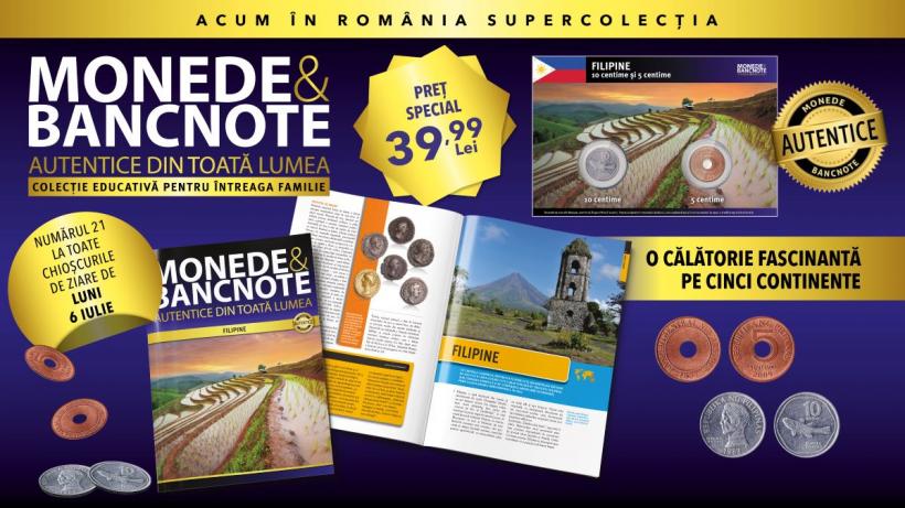 Călătoria propusă de colecția „Monede și Bancnote autentice din toată lumea” continuă în Filipine. Revista, două monede și fișa numismatică, de luni, la chioșcuri!