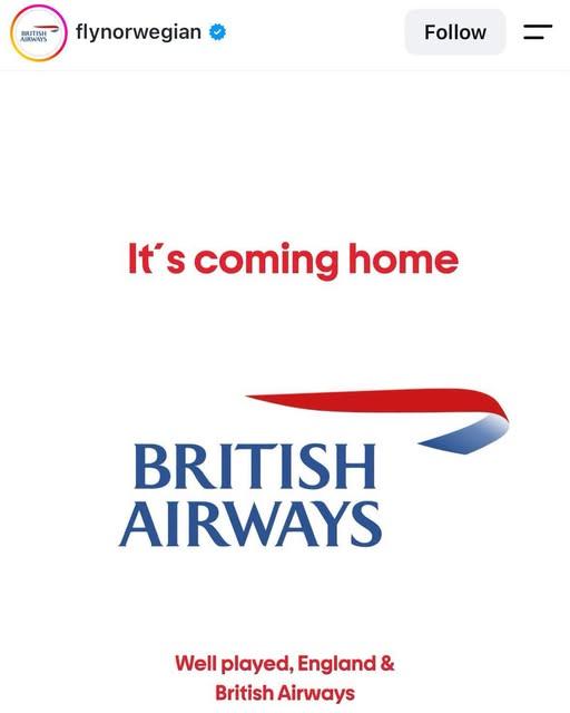 Au pariat pe națională. După meci, compania aeriană norvegiană a rămas fără propriul logo, în favoarea British Airways