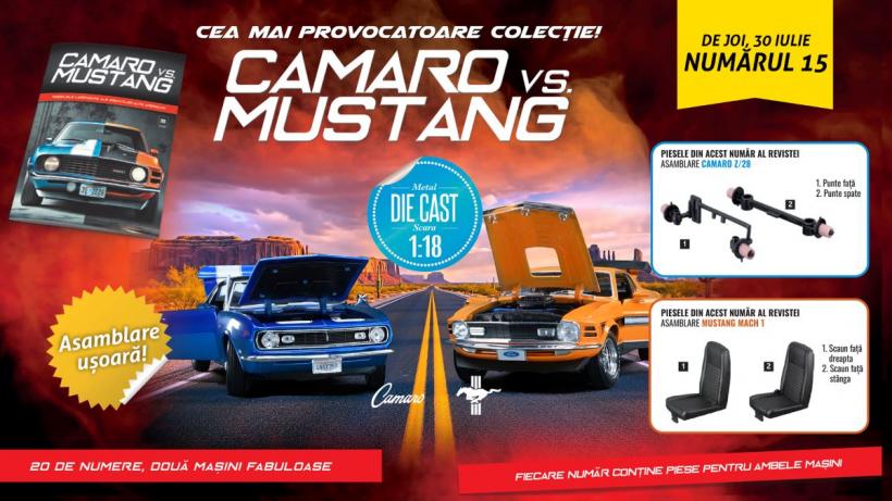 Istoria confruntării dintre legendarele mașini americane Camaro și Mustang continuă în numărul 15 al colecției. De joi, la toate chioșcurile!