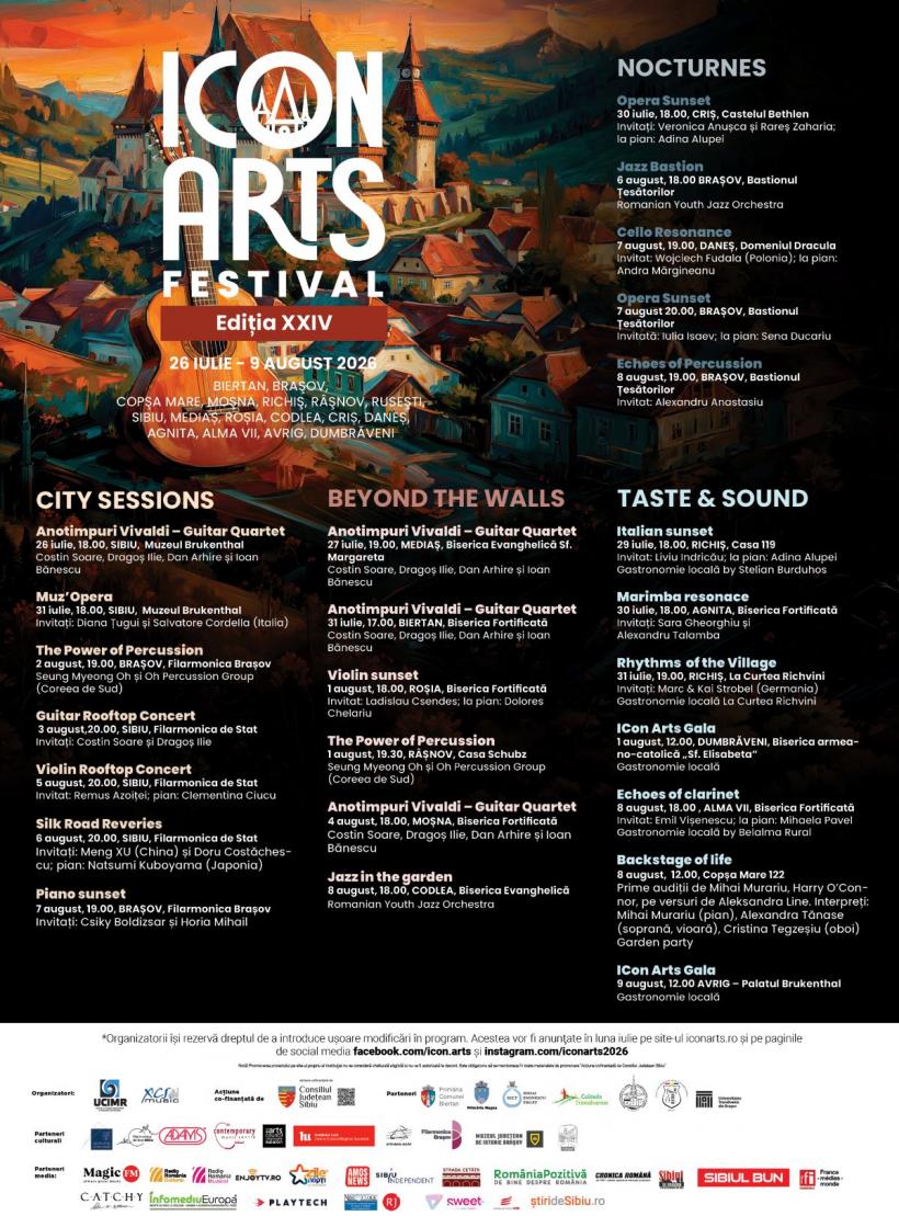 Festivalul ICon Arts Transilvania revine cu cea de-a XXIV-a ediție: două săptămâni în care muzica transformă patrimoniul Transilvaniei într-o scenă internațională