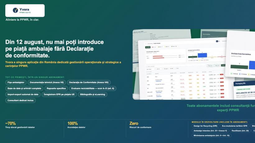 O companie românească lansează YVORA, aplicație care automatizează conformarea la noile reguli europene privind ambalajele