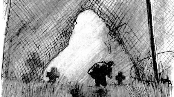 un bust cu pene si par de iepure