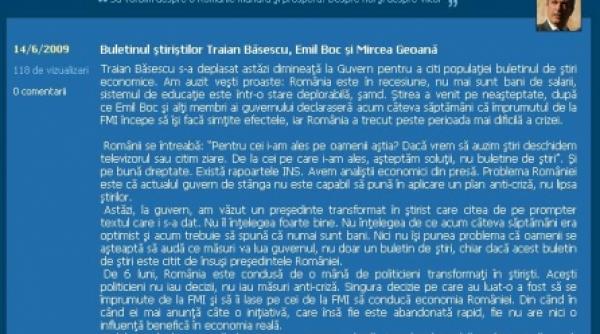 tariceanu basescu a devenit stirist s a dus la guvern pentru a citi buletinul de stiri economice