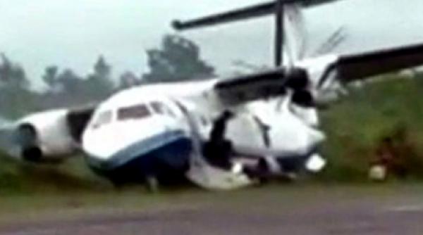 un catel vinovat de aterizarea in tufisuri a unui avion video