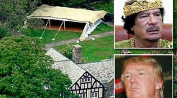 kadhafi si a instalat un cort pe proprietatea lui donald trump