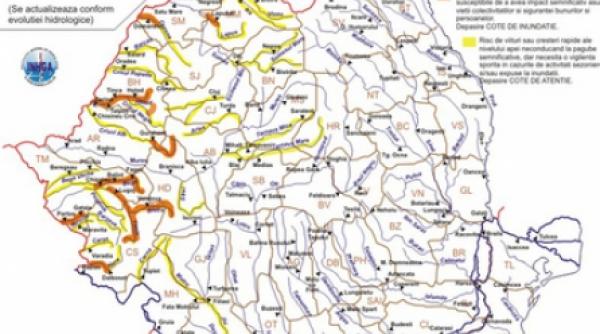 cod portocaliu de inundatii pana duminica in vestul si nord vestul tarii