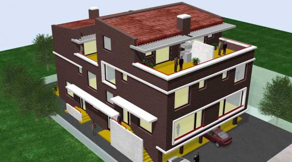 constructie pentru patru familii de tip triplex