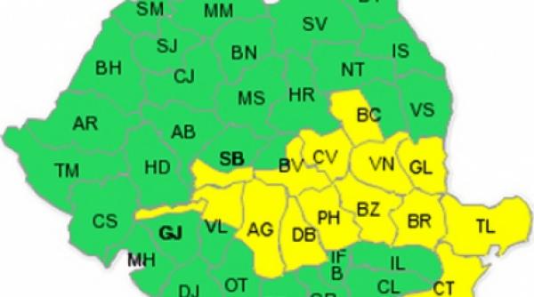 codul galben de ploi si viscol restrans la 15 judete si prelungit pana joi seara